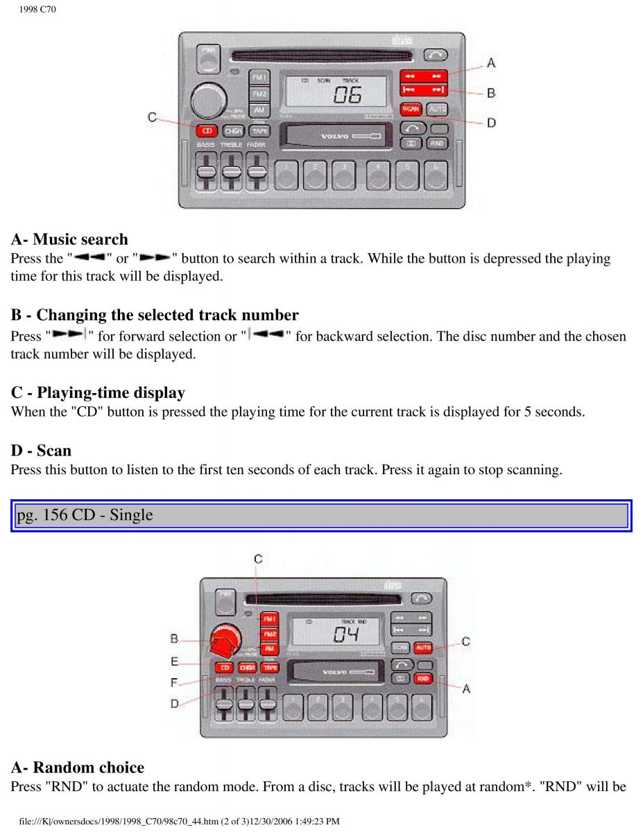 manual  Volvo C70 NI N1 owners manual / page 183