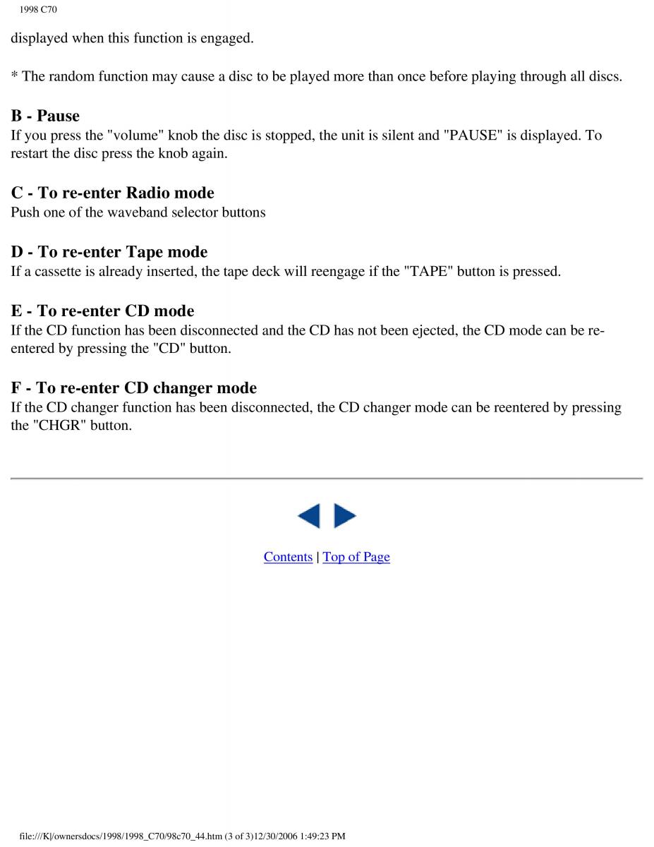 manual  Volvo C70 NI N1 owners manual / page 184