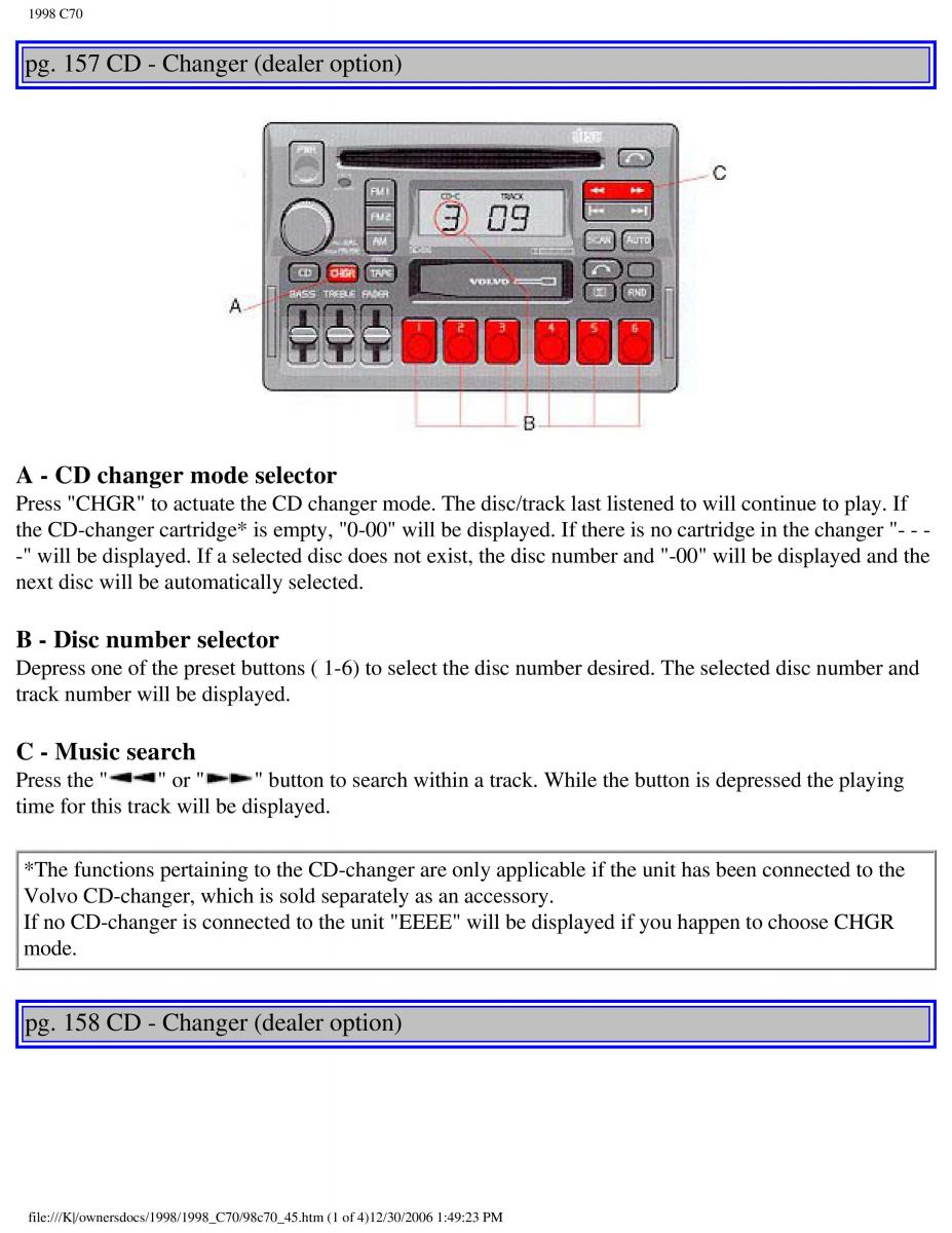 manual  Volvo C70 NI N1 owners manual / page 185