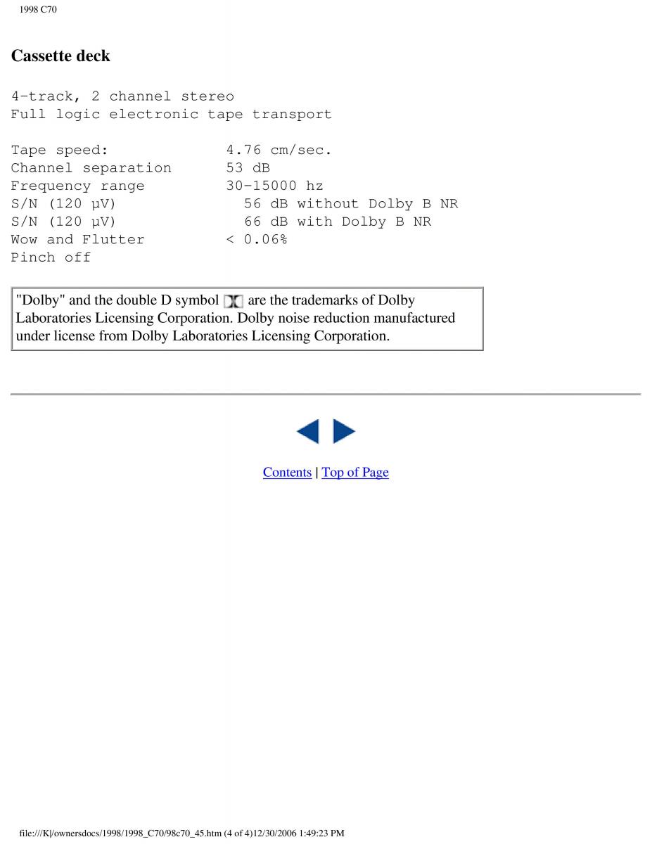 manual  Volvo C70 NI N1 owners manual / page 188