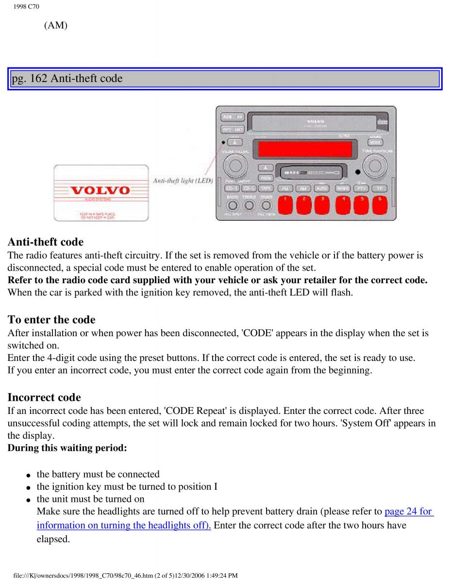 manual  Volvo C70 NI N1 owners manual / page 190