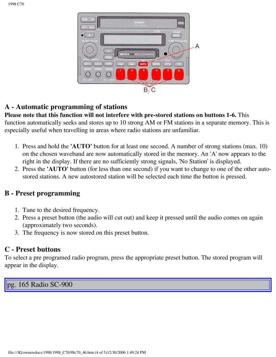 manual  Volvo C70 NI N1 owners manual / page 192