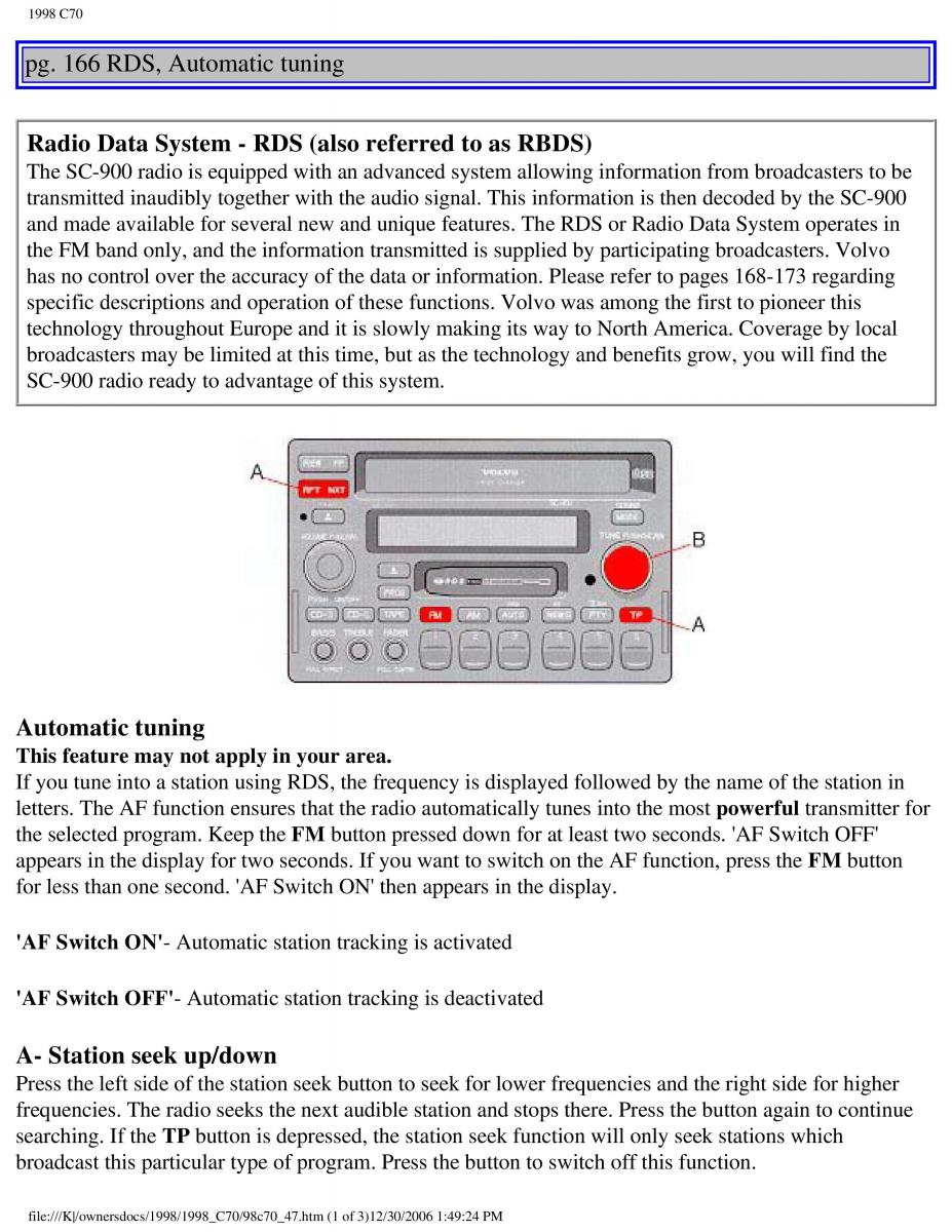 manual  Volvo C70 NI N1 owners manual / page 194