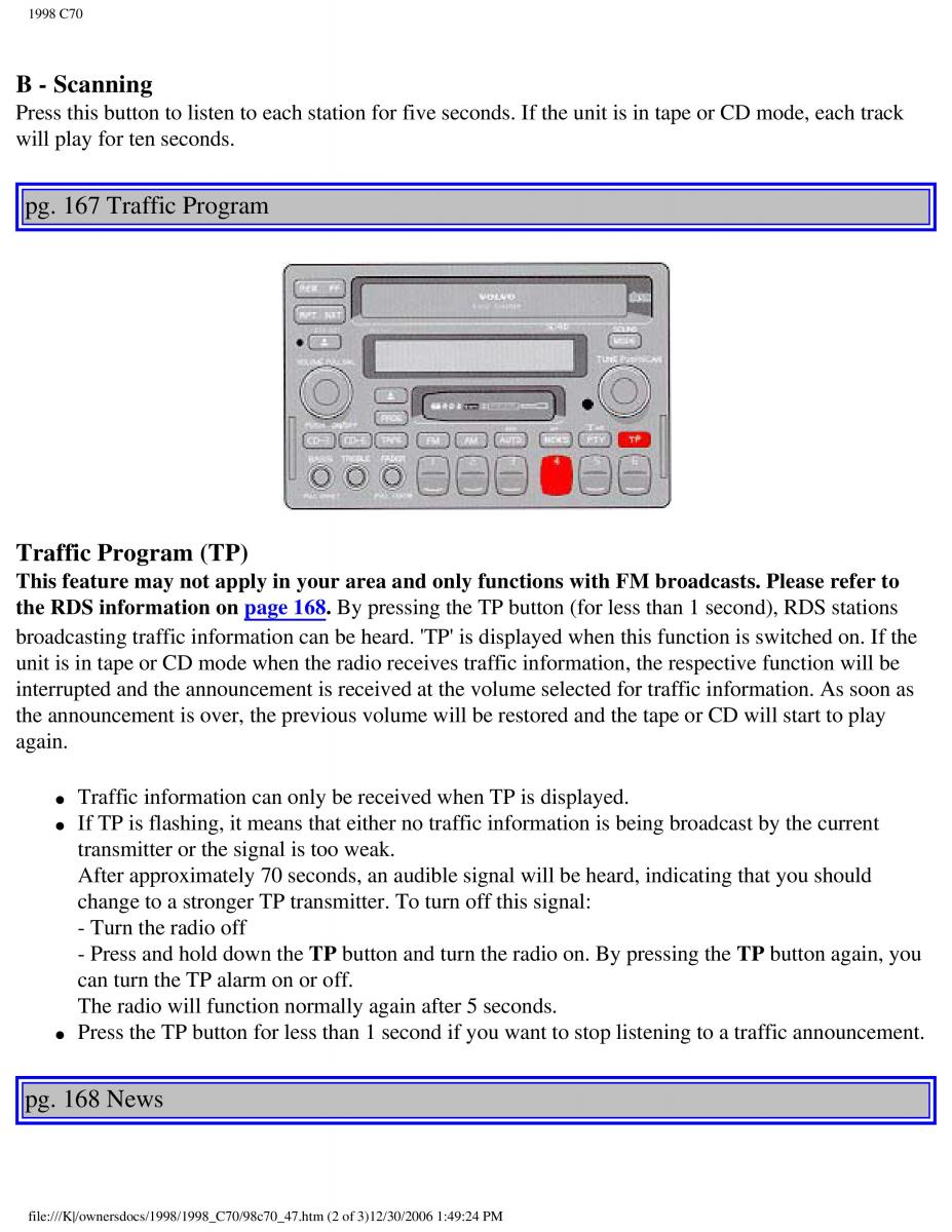 manual  Volvo C70 NI N1 owners manual / page 195