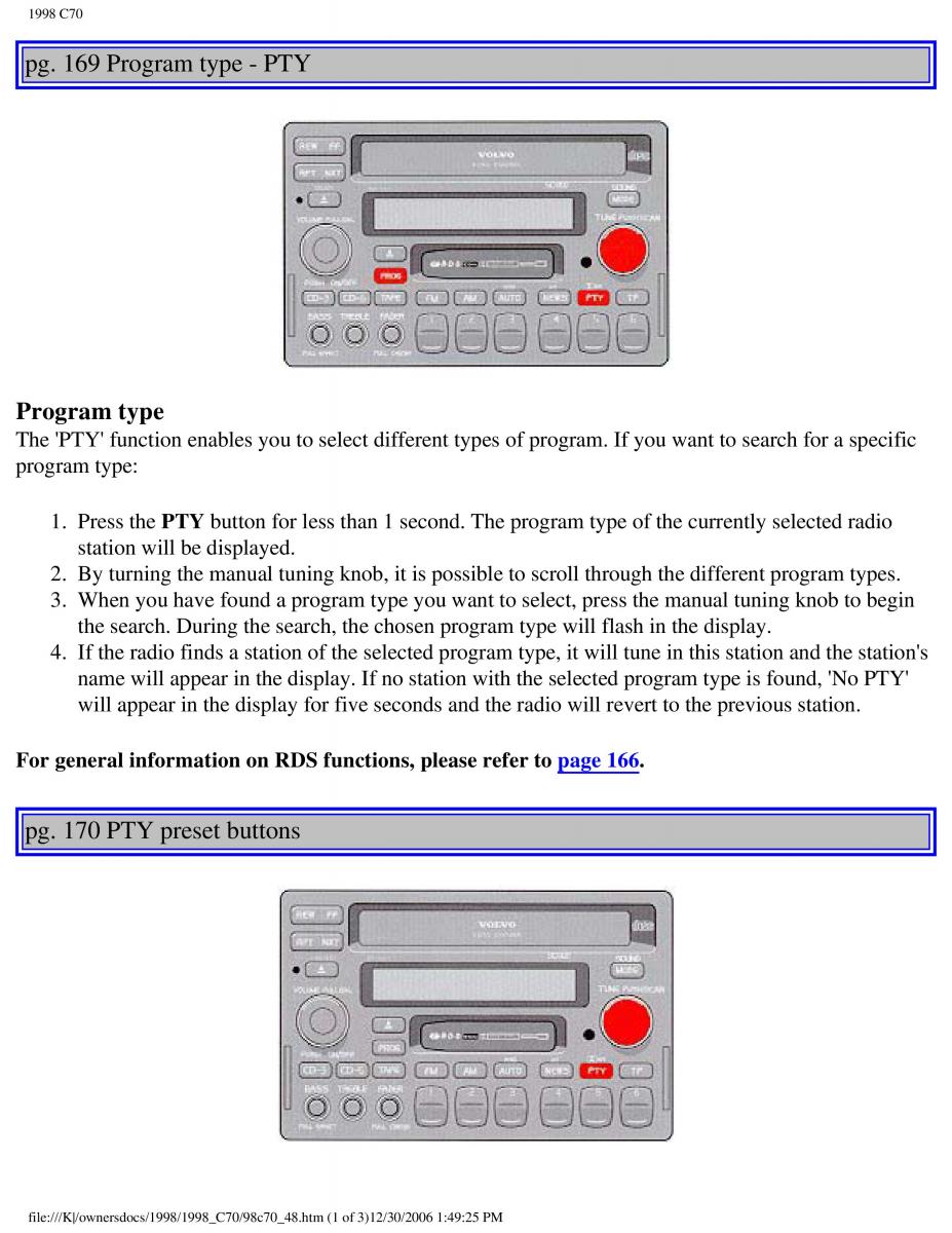 manual  Volvo C70 NI N1 owners manual / page 197