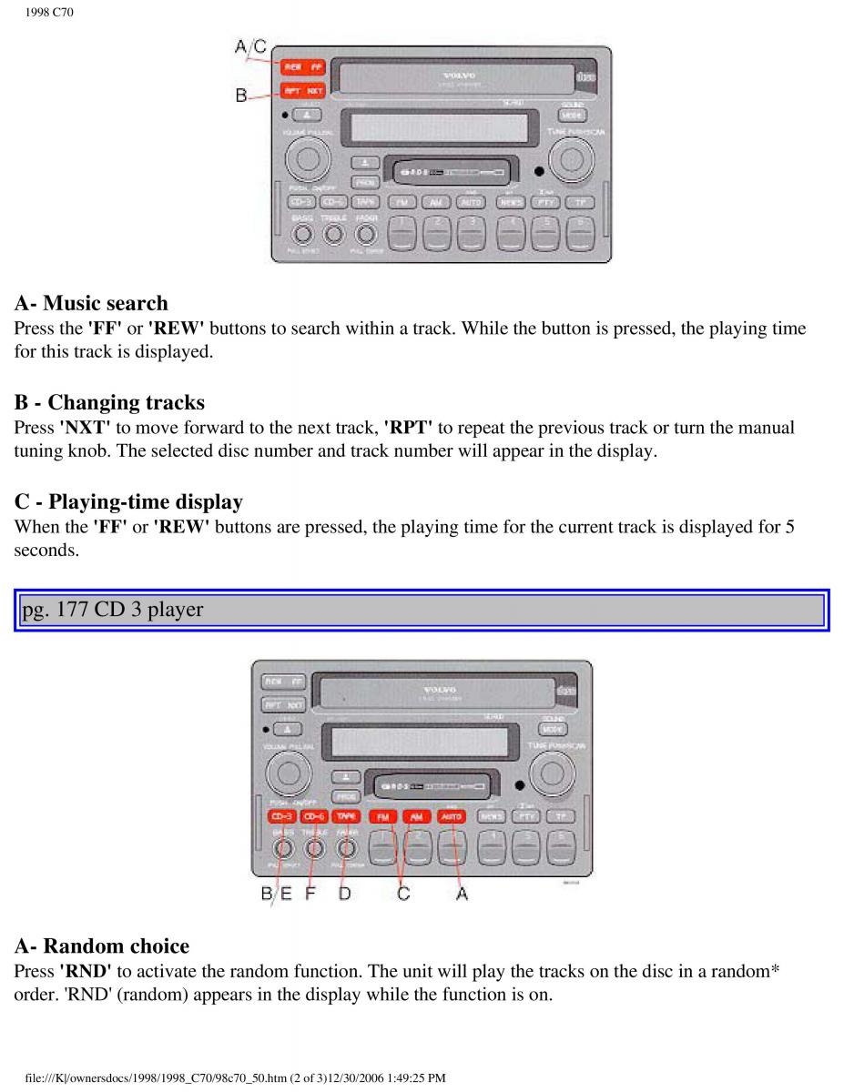 manual  Volvo C70 NI N1 owners manual / page 204