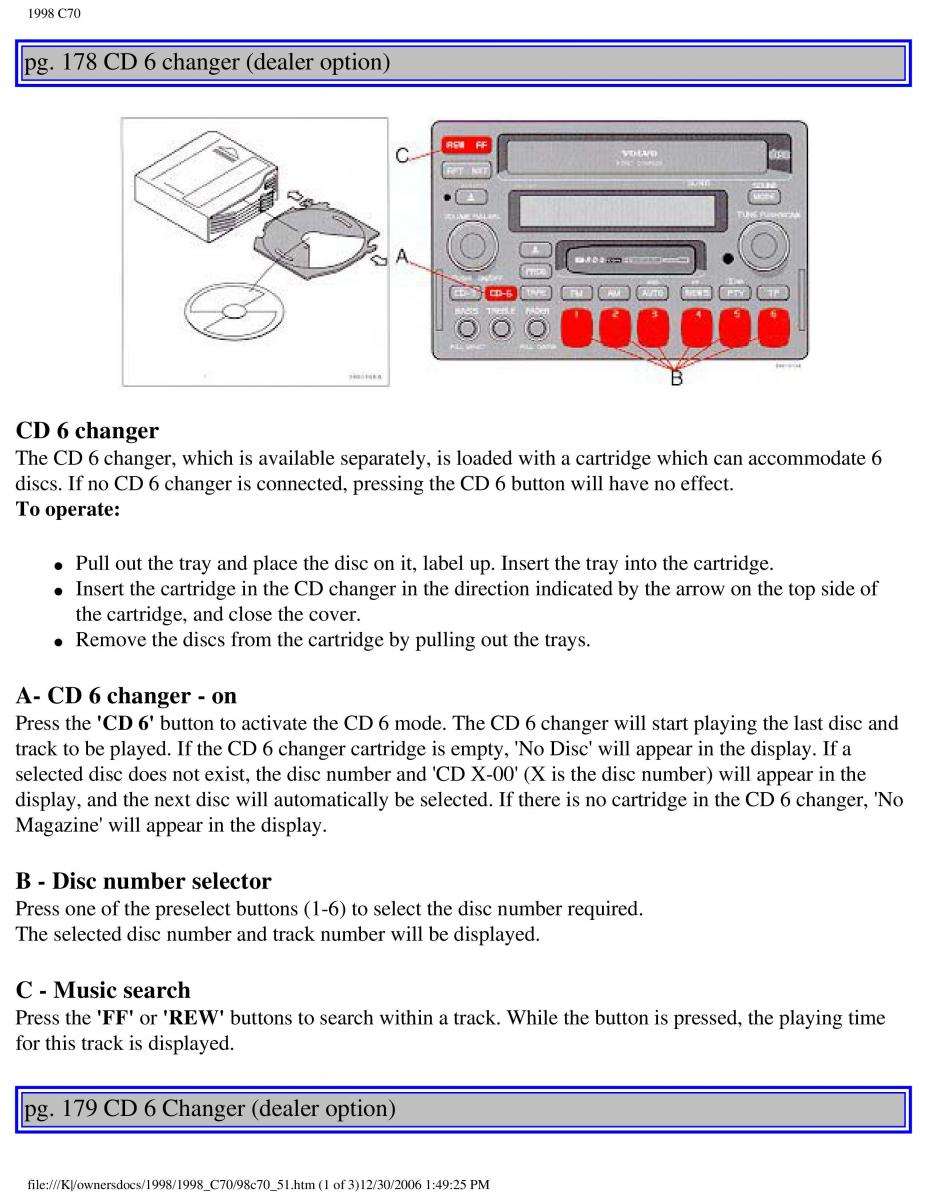 manual  Volvo C70 NI N1 owners manual / page 206