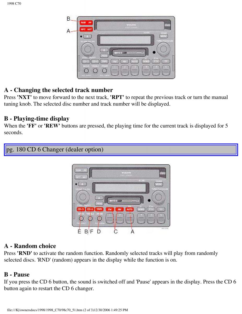 manual  Volvo C70 NI N1 owners manual / page 207