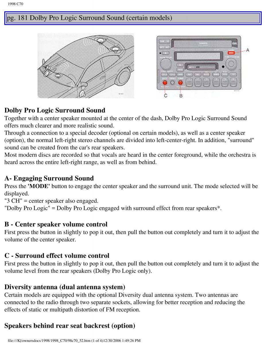 manual  Volvo C70 NI N1 owners manual / page 209