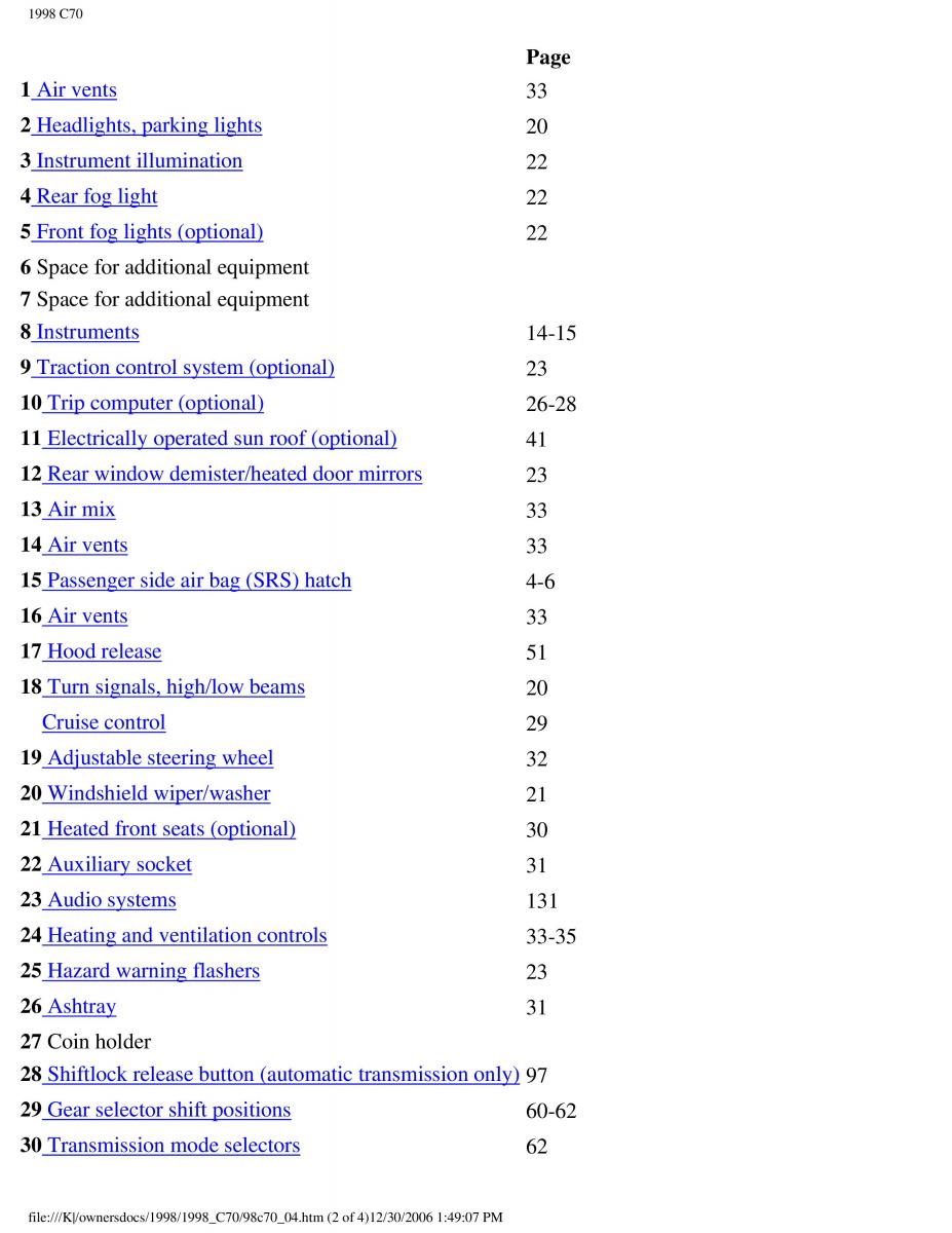 manual  Volvo C70 NI N1 owners manual / page 22