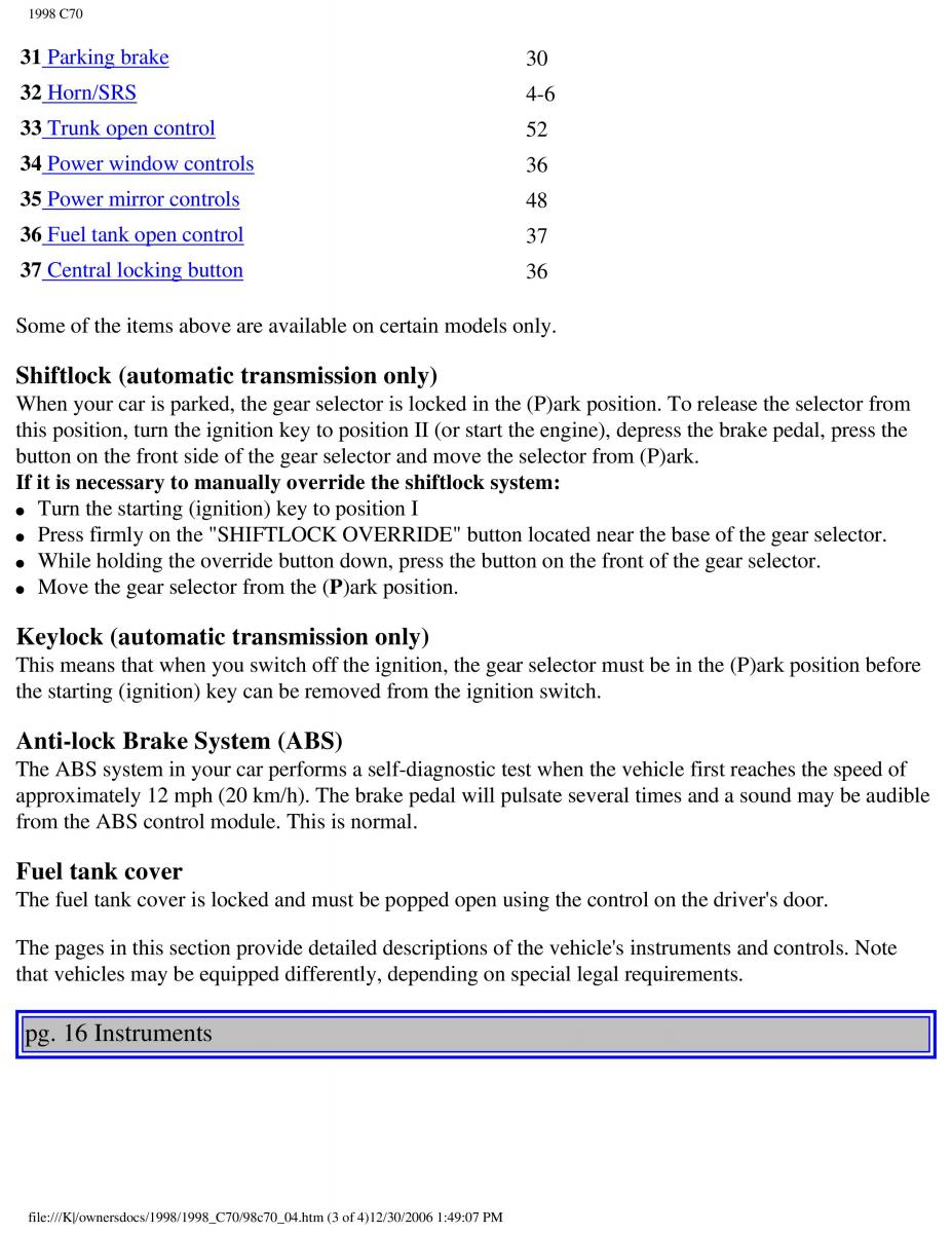 manual  Volvo C70 NI N1 owners manual / page 23