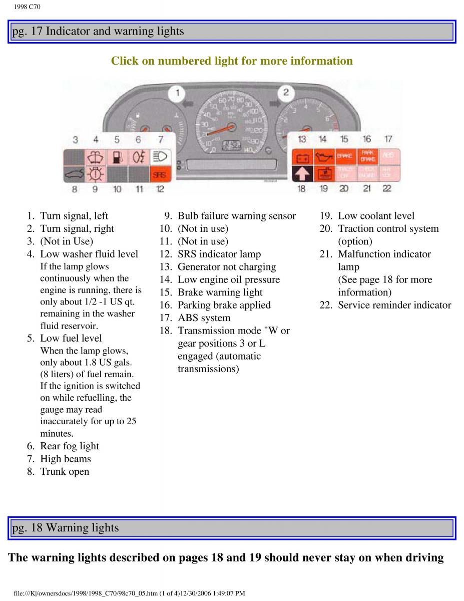 manual  Volvo C70 NI N1 owners manual / page 25