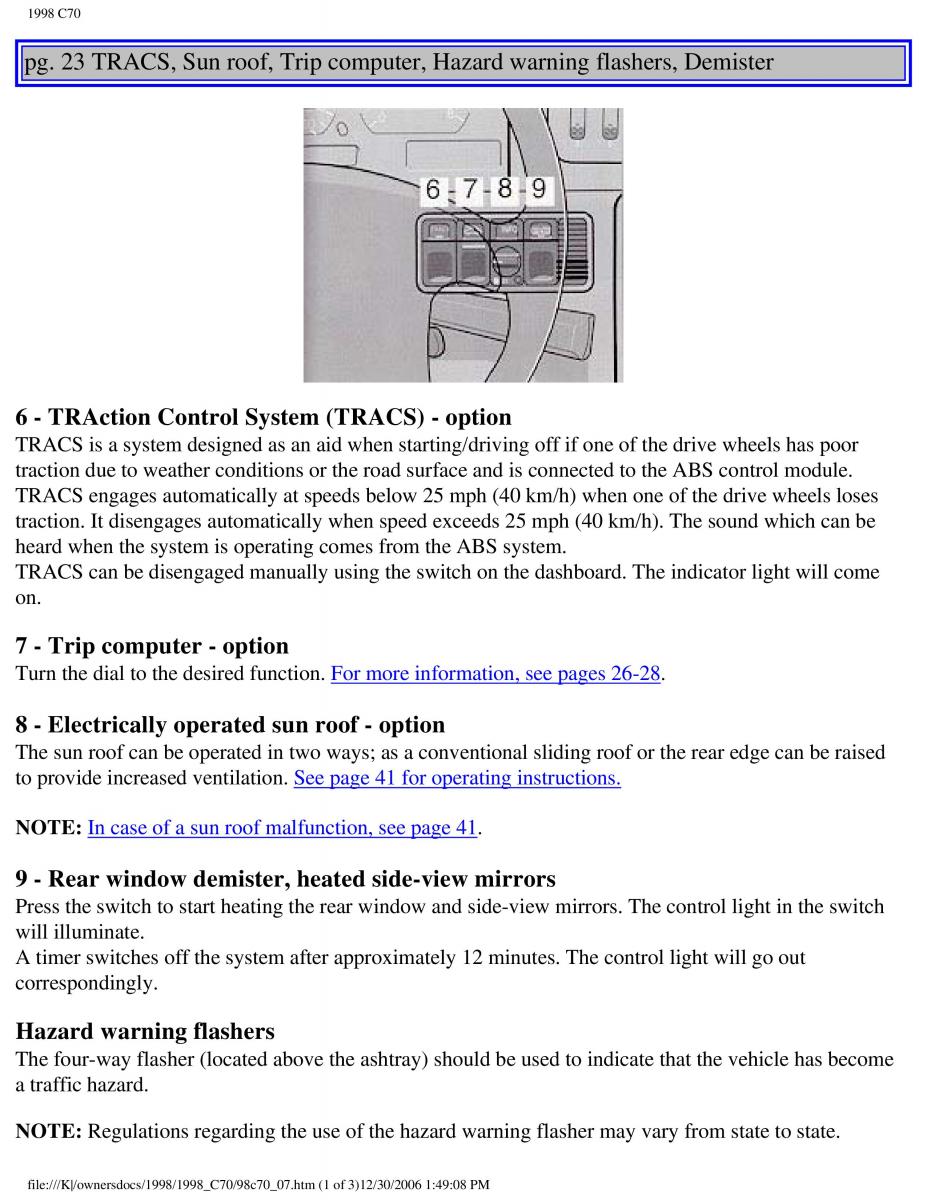 manual  Volvo C70 NI N1 owners manual / page 33