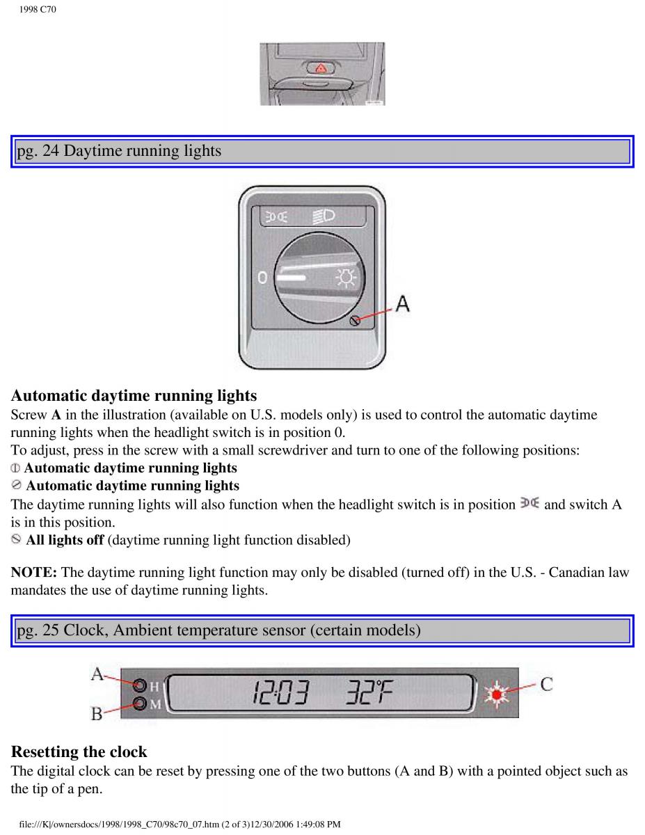 manual  Volvo C70 NI N1 owners manual / page 34