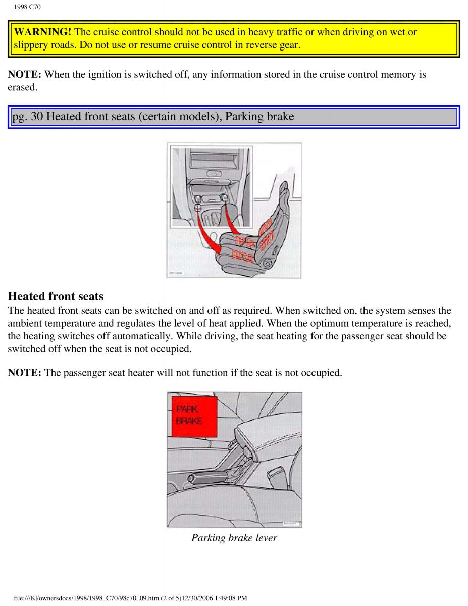 manual  Volvo C70 NI N1 owners manual / page 40