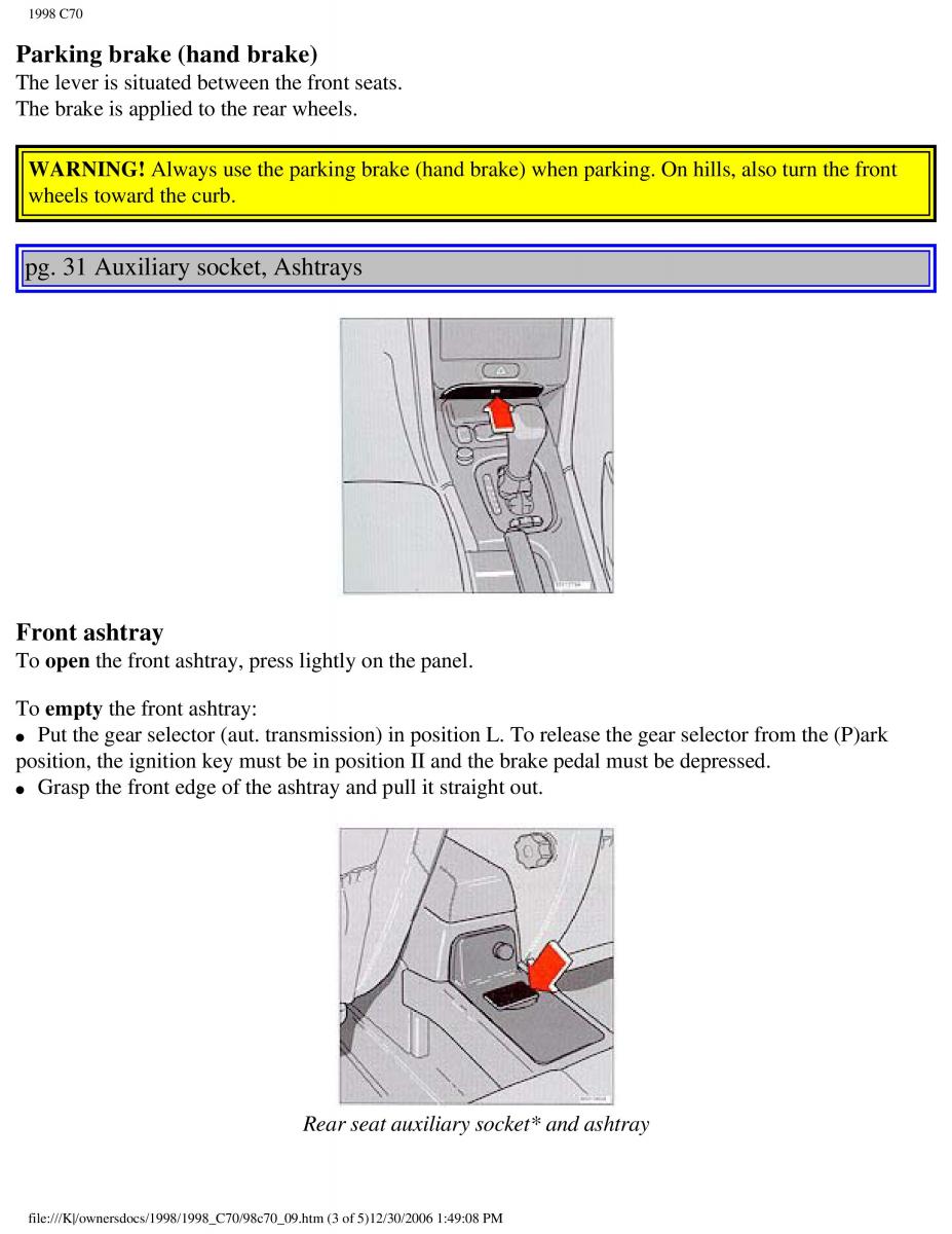 manual  Volvo C70 NI N1 owners manual / page 41