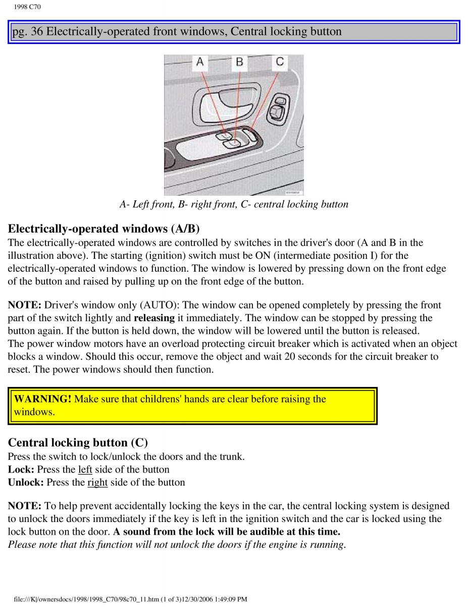 manual  Volvo C70 NI N1 owners manual / page 49