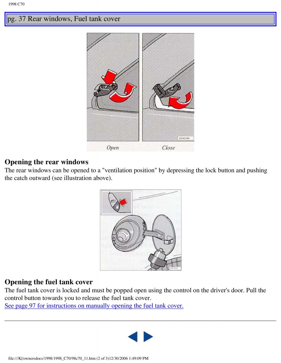 manual  Volvo C70 NI N1 owners manual / page 50