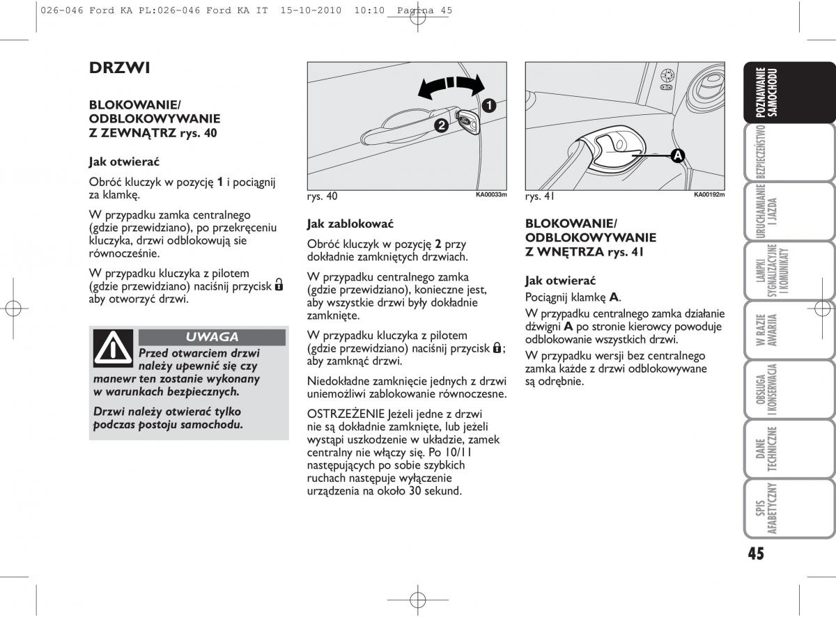 manual  Ford Ka II 2 instrukcja / page 62