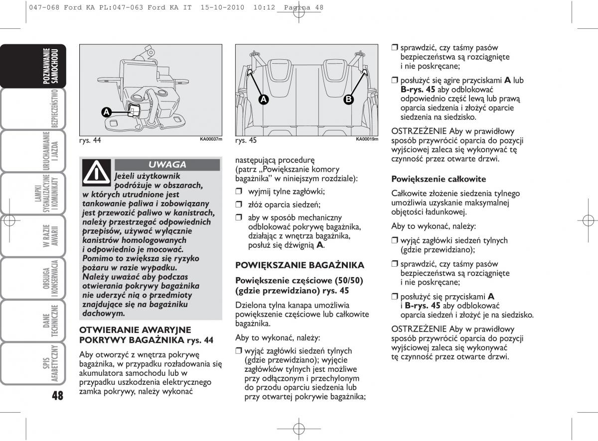 manual  Ford Ka II 2 instrukcja / page 65