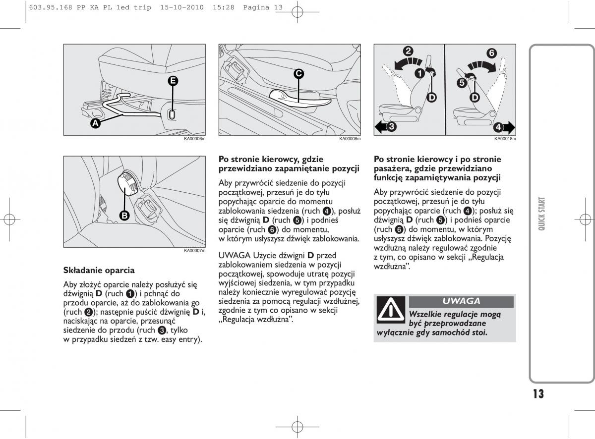 Ford Ka II 2 instrukcja obslugi / page 14