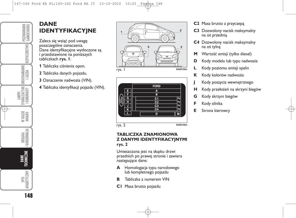 manual  Ford Ka II 2 instrukcja / page 165