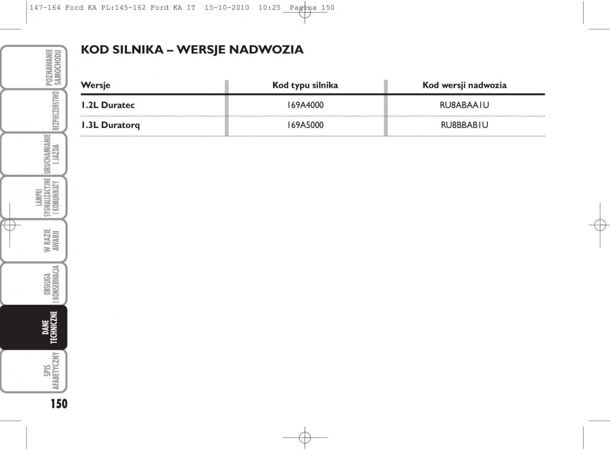 manual  Ford Ka II 2 instrukcja / page 167