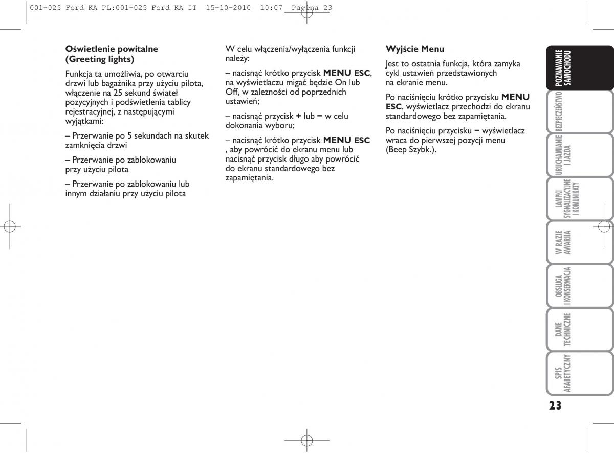 manual  Ford Ka II 2 instrukcja / page 40
