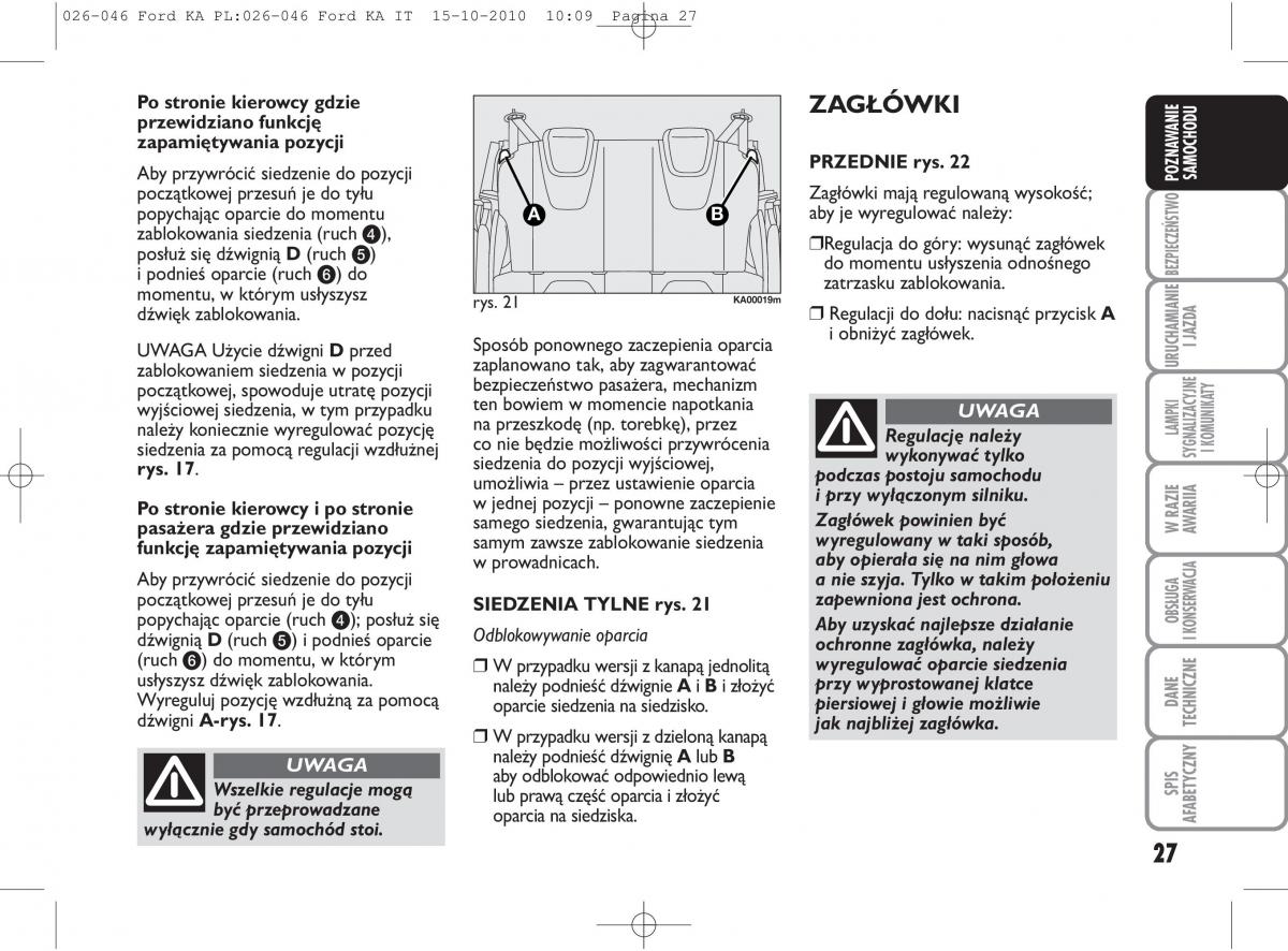 manual  Ford Ka II 2 instrukcja / page 44