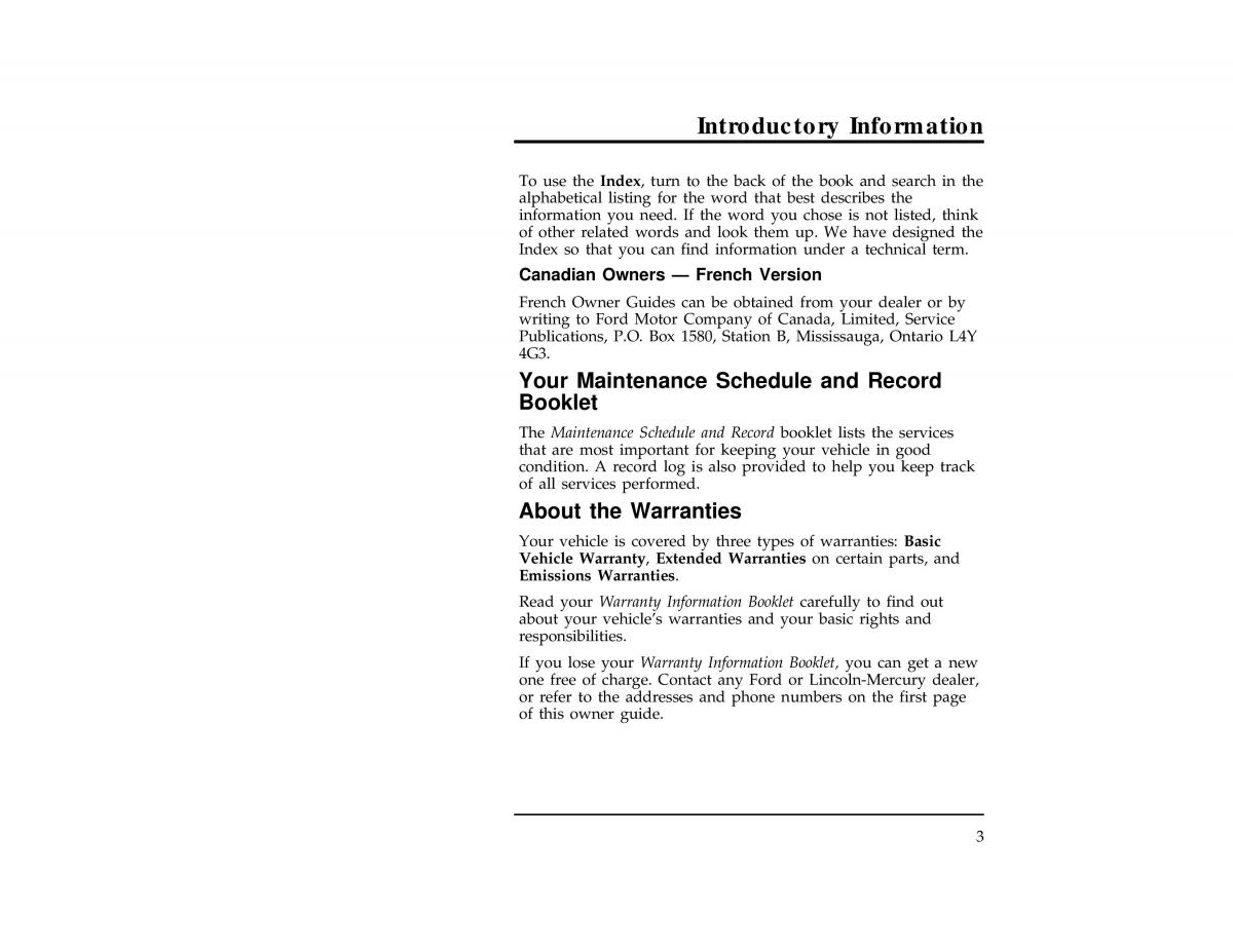 Ford Probe II 2 owners manual / page 6