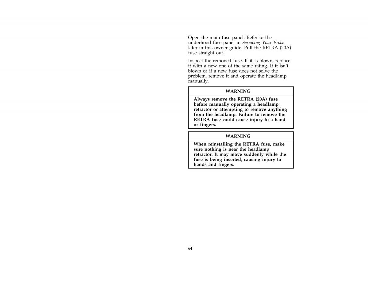 Ford Probe II 2 owners manual / page 67