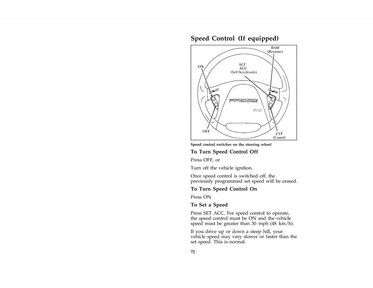 Ford Probe II 2 owners manual / page 75