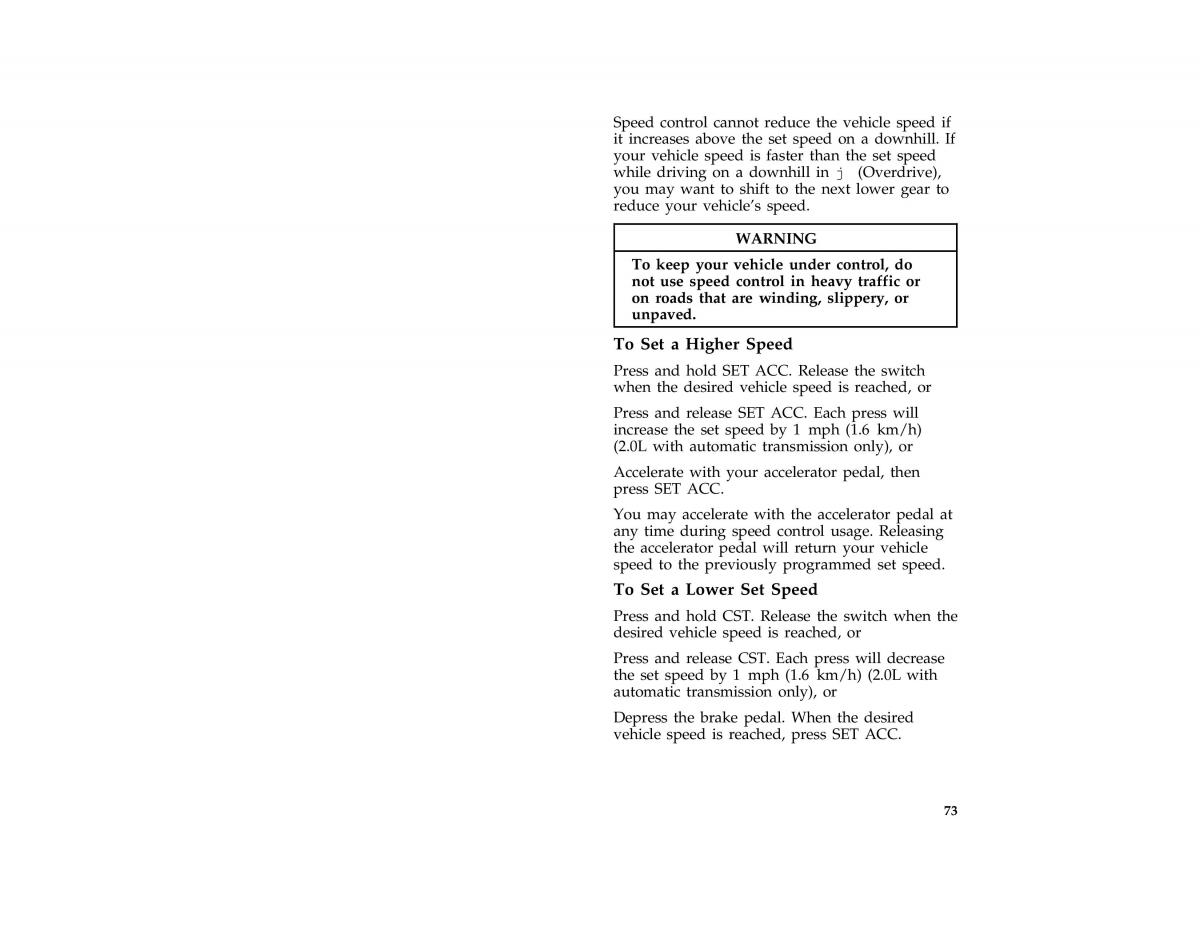 Ford Probe II 2 owners manual / page 76