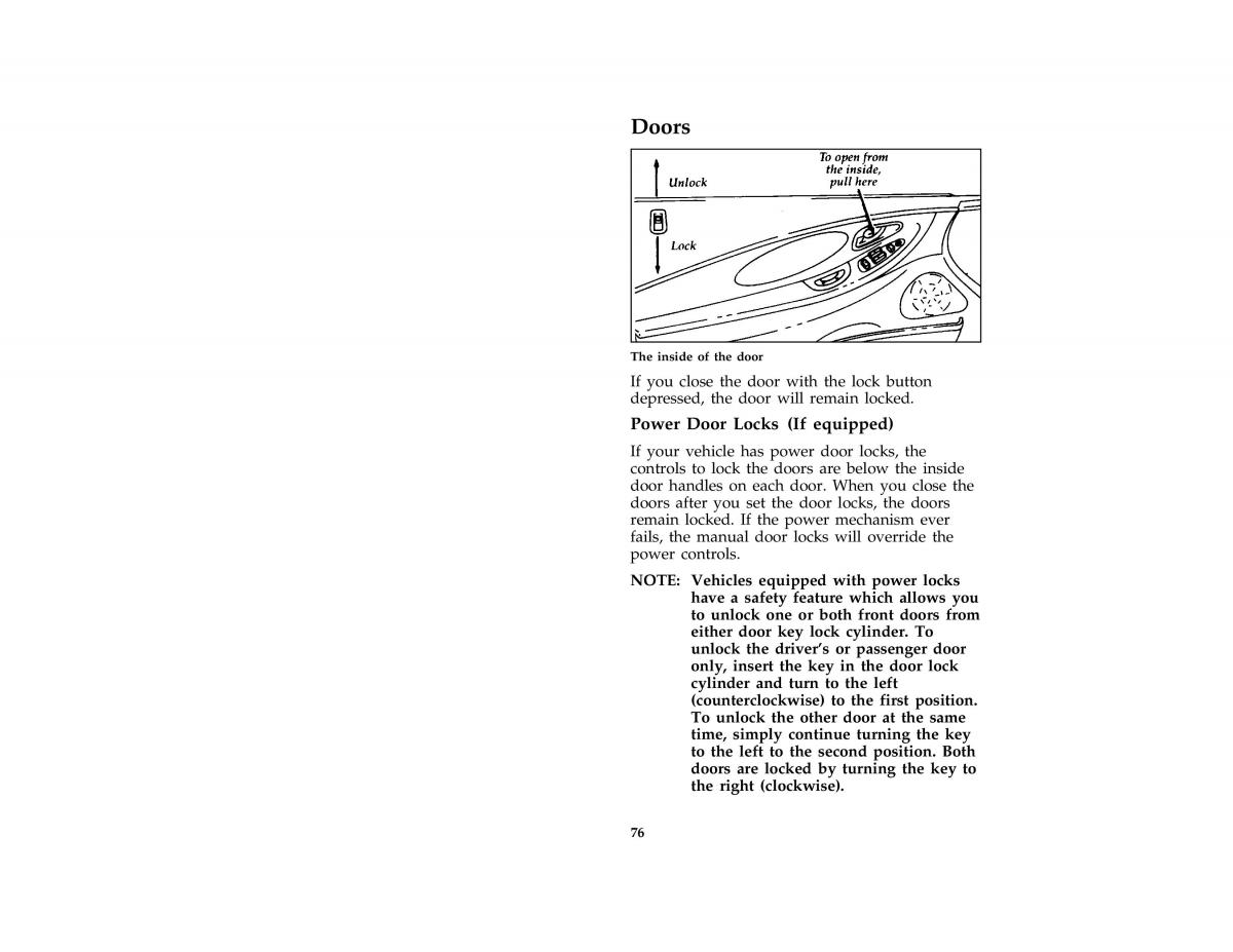 Ford Probe II 2 owners manual / page 79