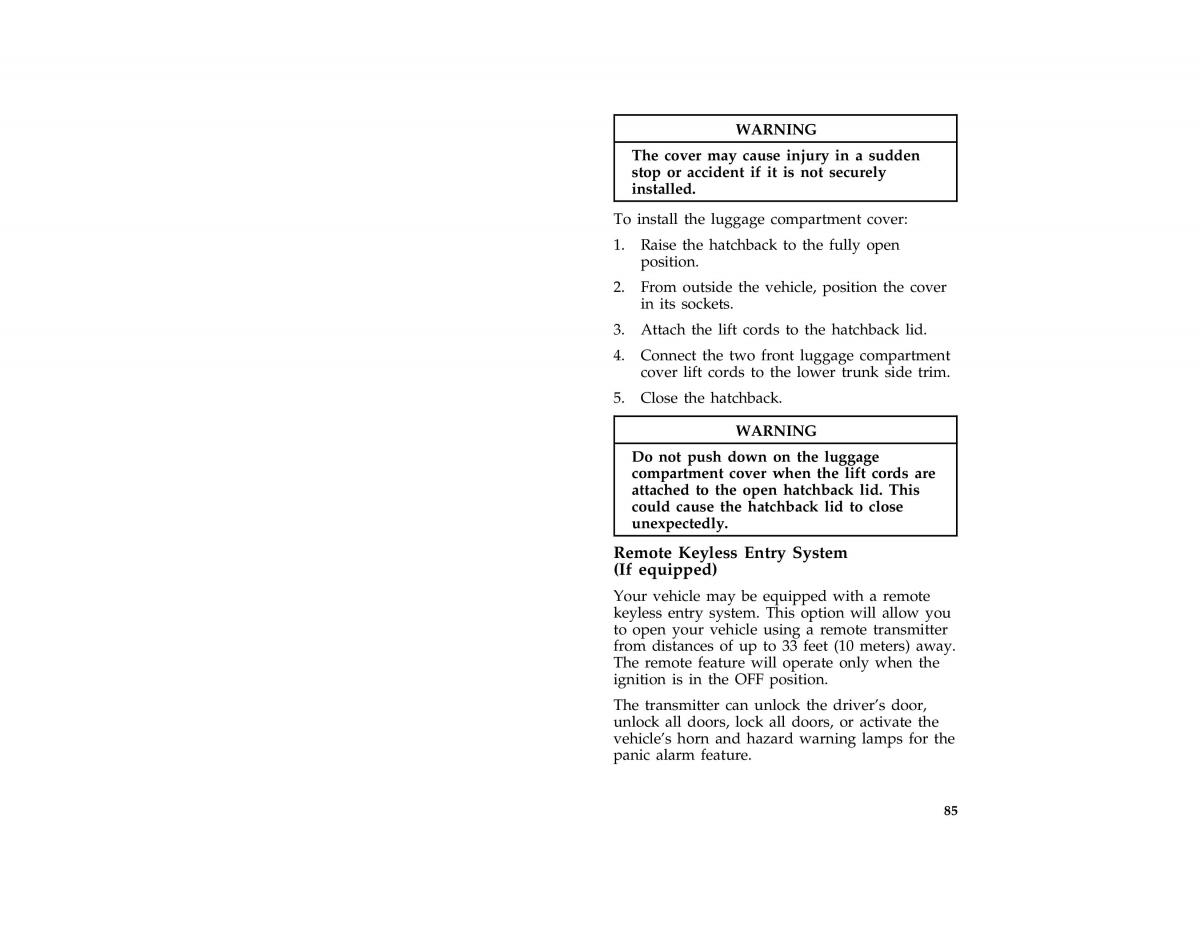 Ford Probe II 2 owners manual / page 88