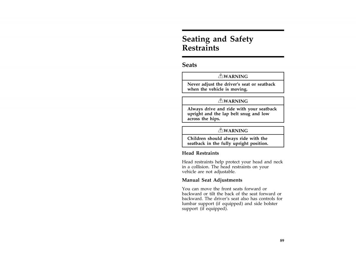 Ford Probe II 2 owners manual / page 92