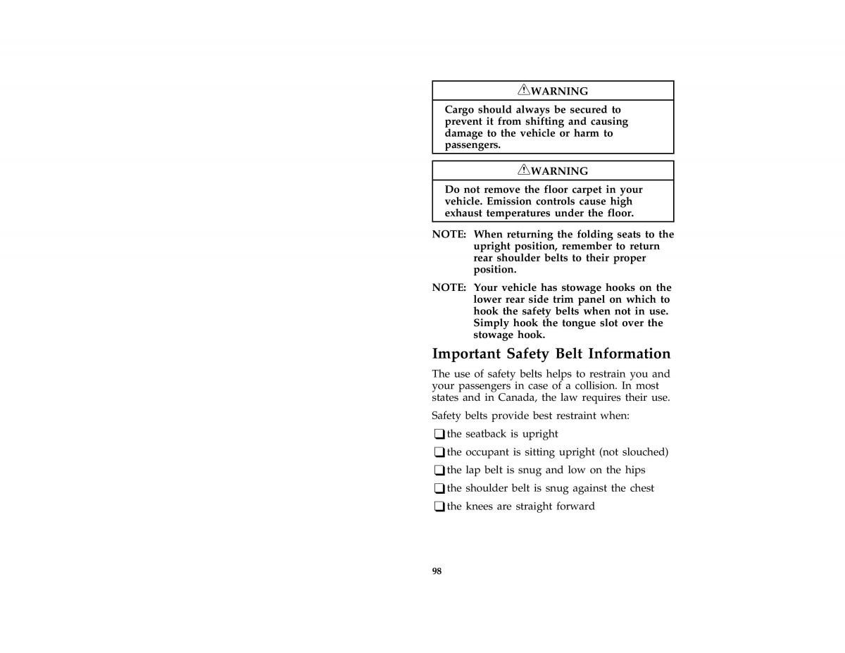 Ford Probe II 2 owners manual / page 101