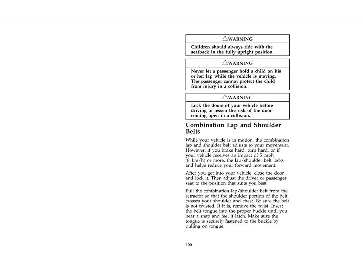 Ford Probe II 2 owners manual / page 103