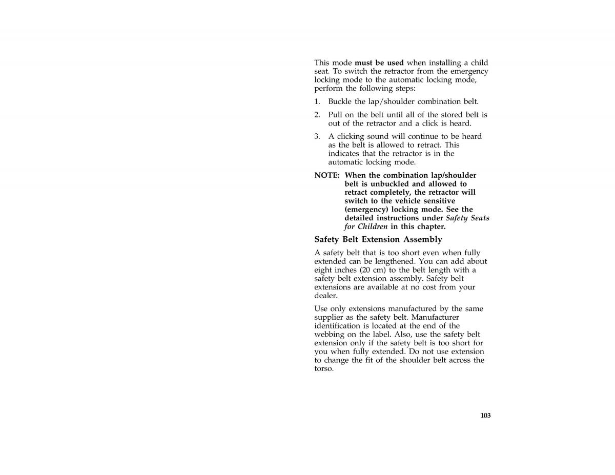 Ford Probe II 2 owners manual / page 106