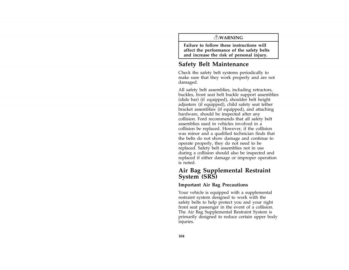 Ford Probe II 2 owners manual / page 107