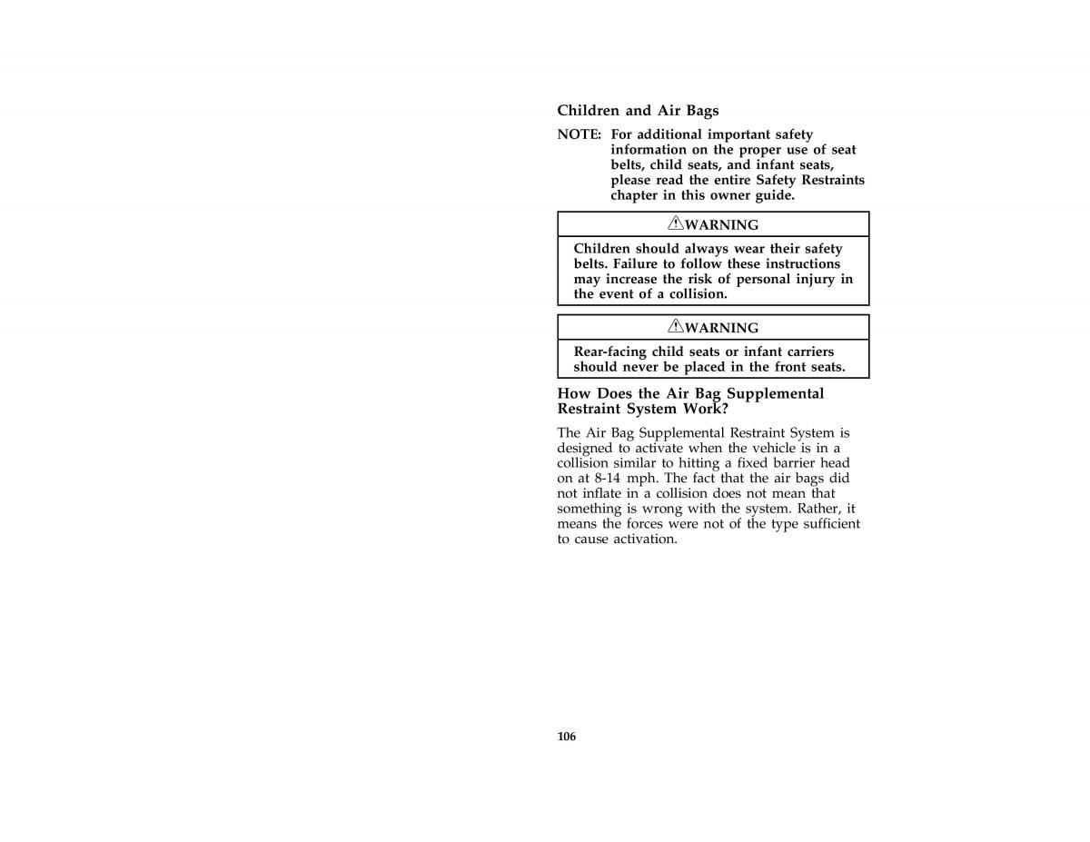 Ford Probe II 2 owners manual / page 109