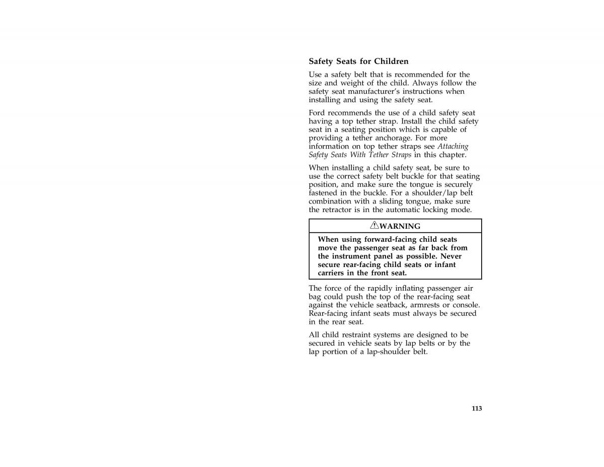 Ford Probe II 2 owners manual / page 116