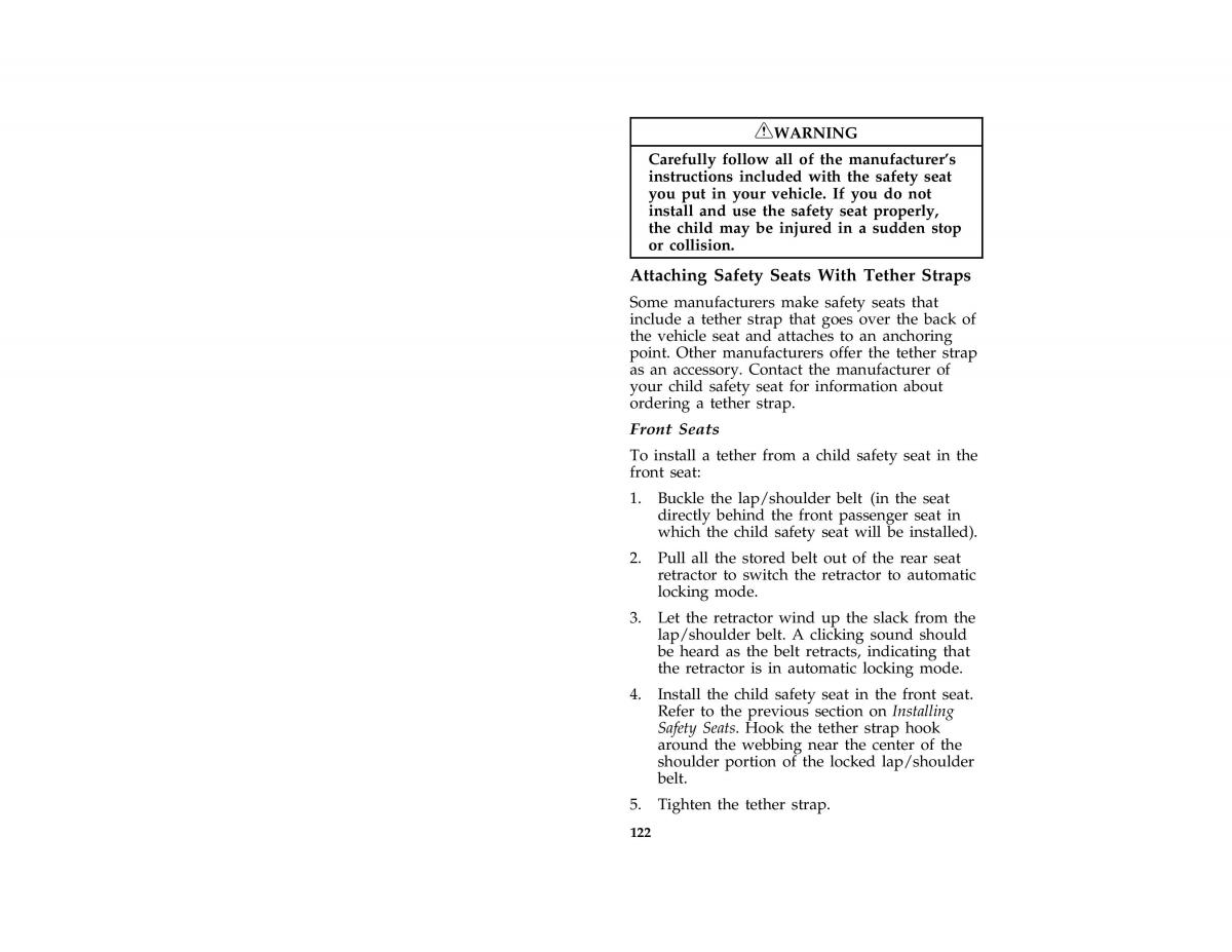 Ford Probe II 2 owners manual / page 125