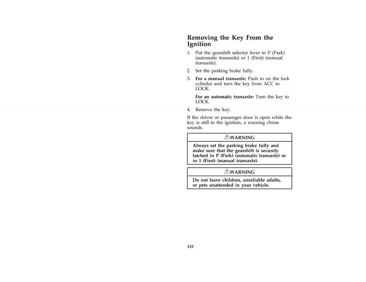 Ford Probe II 2 owners manual / page 135