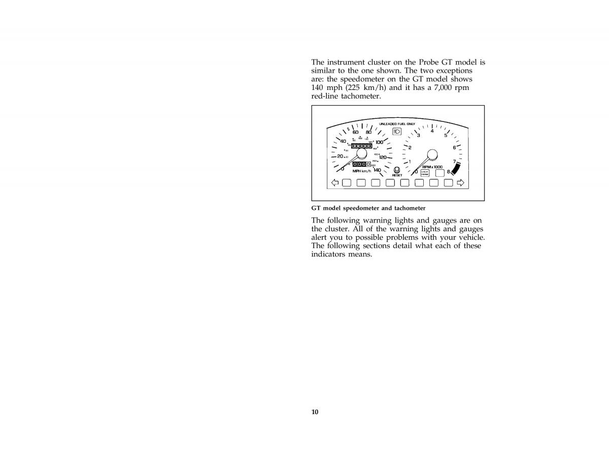 Ford Probe II 2 owners manual / page 14