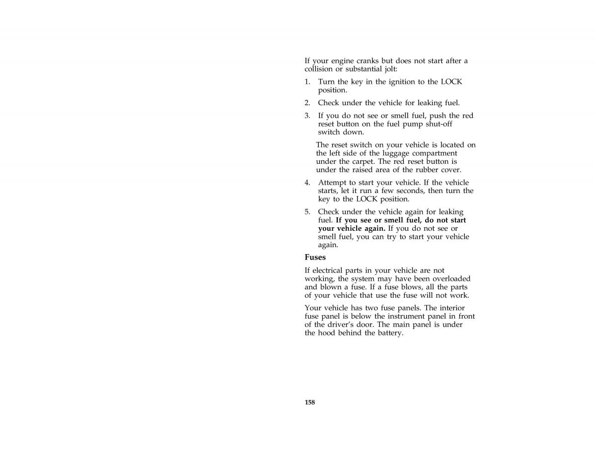 Ford Probe II 2 owners manual / page 161