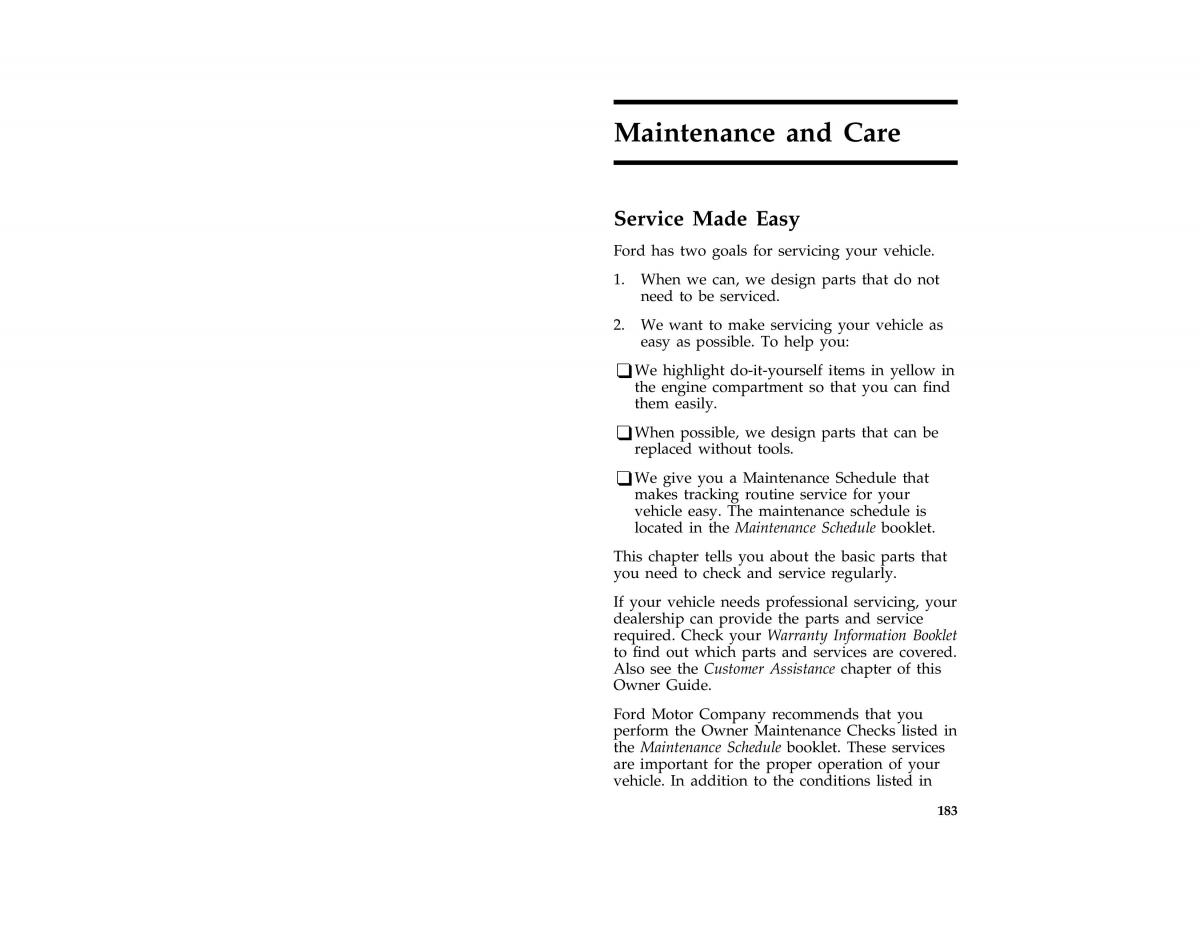 Ford Probe II 2 owners manual / page 185