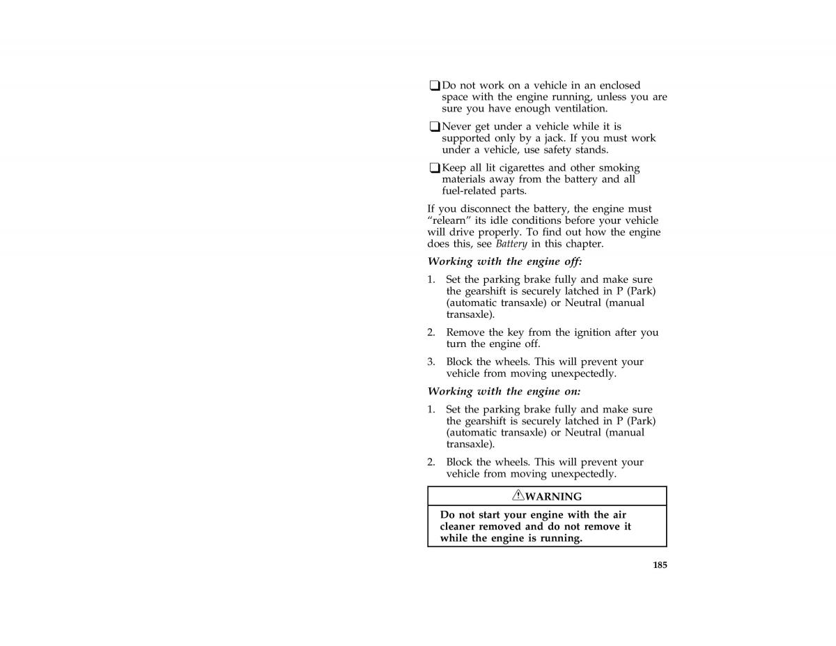 Ford Probe II 2 owners manual / page 187