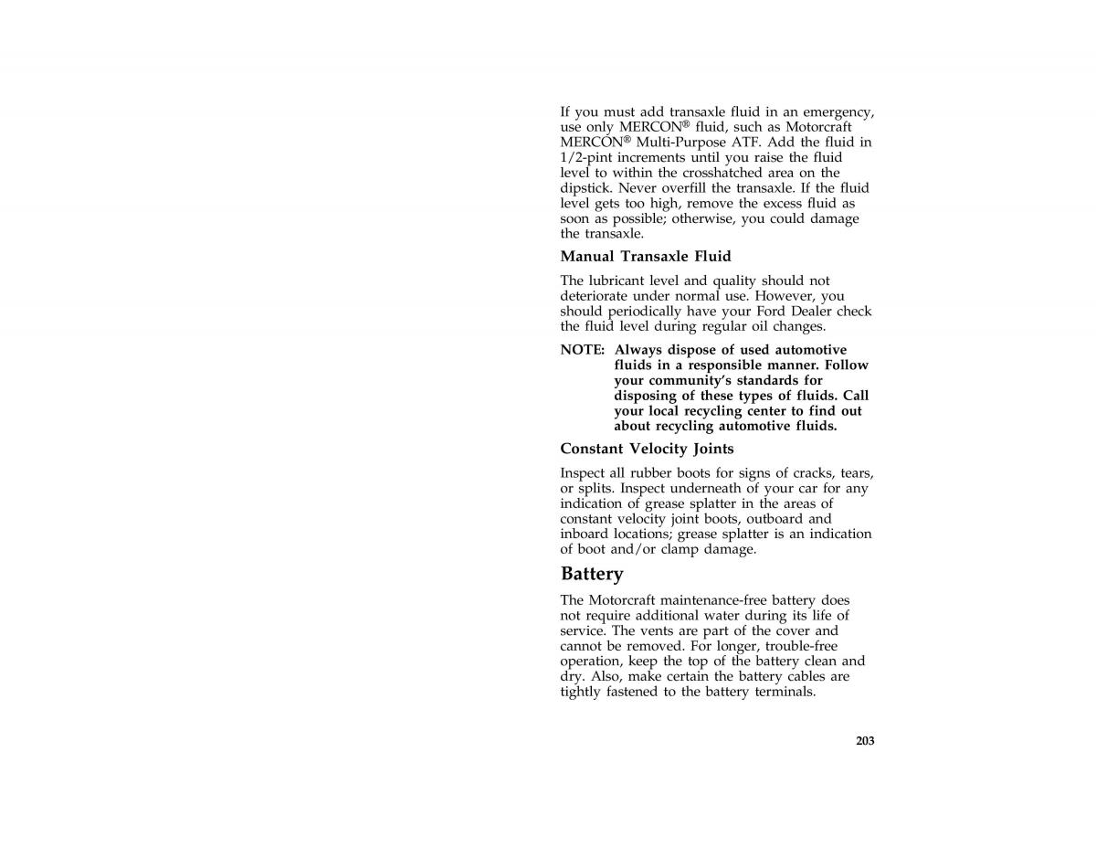 Ford Probe II 2 owners manual / page 205