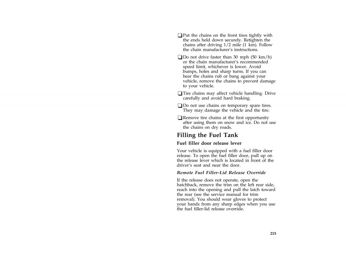 Ford Probe II 2 owners manual / page 217